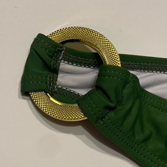 NWOT Olive Green Brazilian Bikini Bottom L Gold - Picture 4 of 9